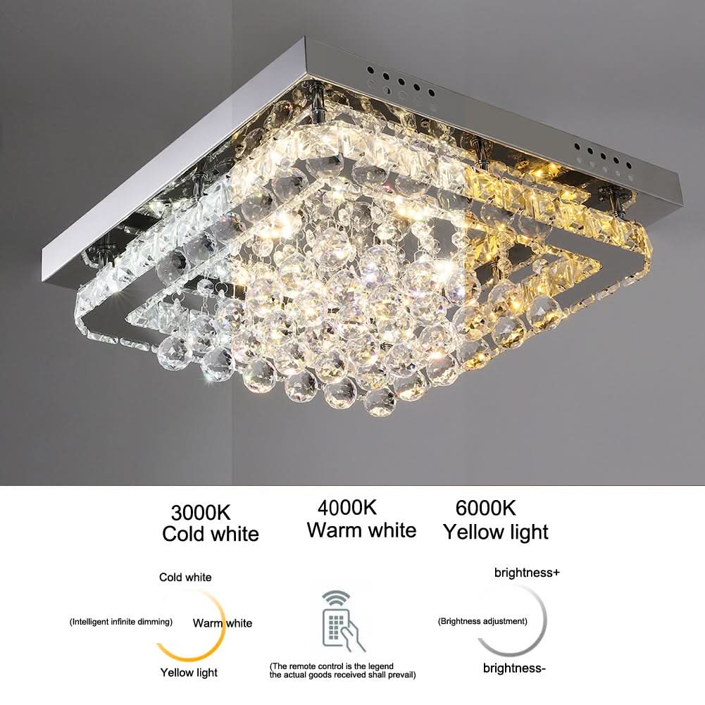 40cm W Chrome Finished Square LED Ceiling Light
