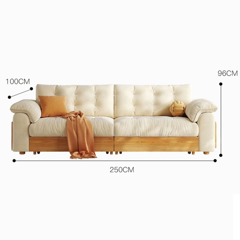 Cottonfy Solid Wood Folding Sofa Bed with Sleeper Chaise