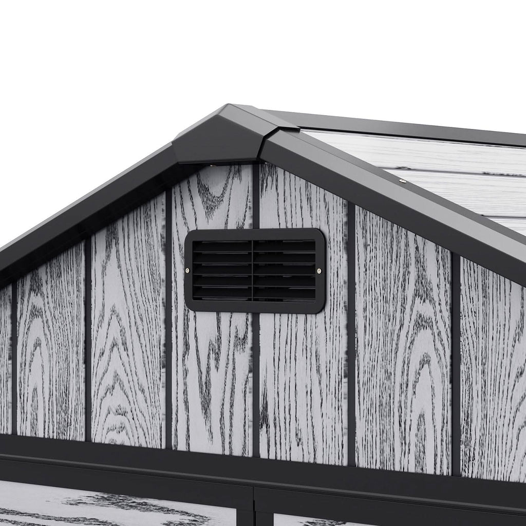8x6ft / 8x8ft Plastic Outdoor Apex Roof Tool Shed with Dual-door (Ver.2)