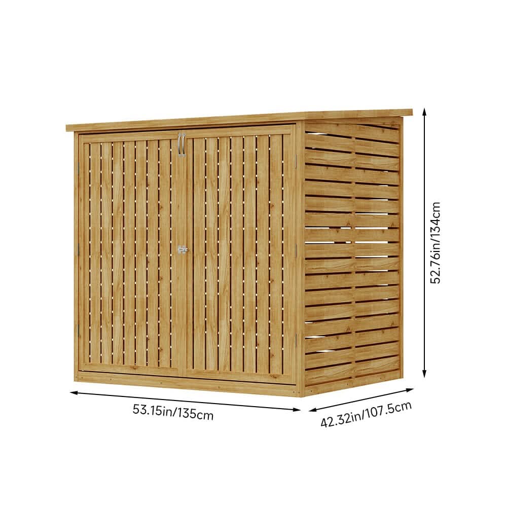 Wooden Bicycle Shed with Asphalt Roof and Steel Locking Door