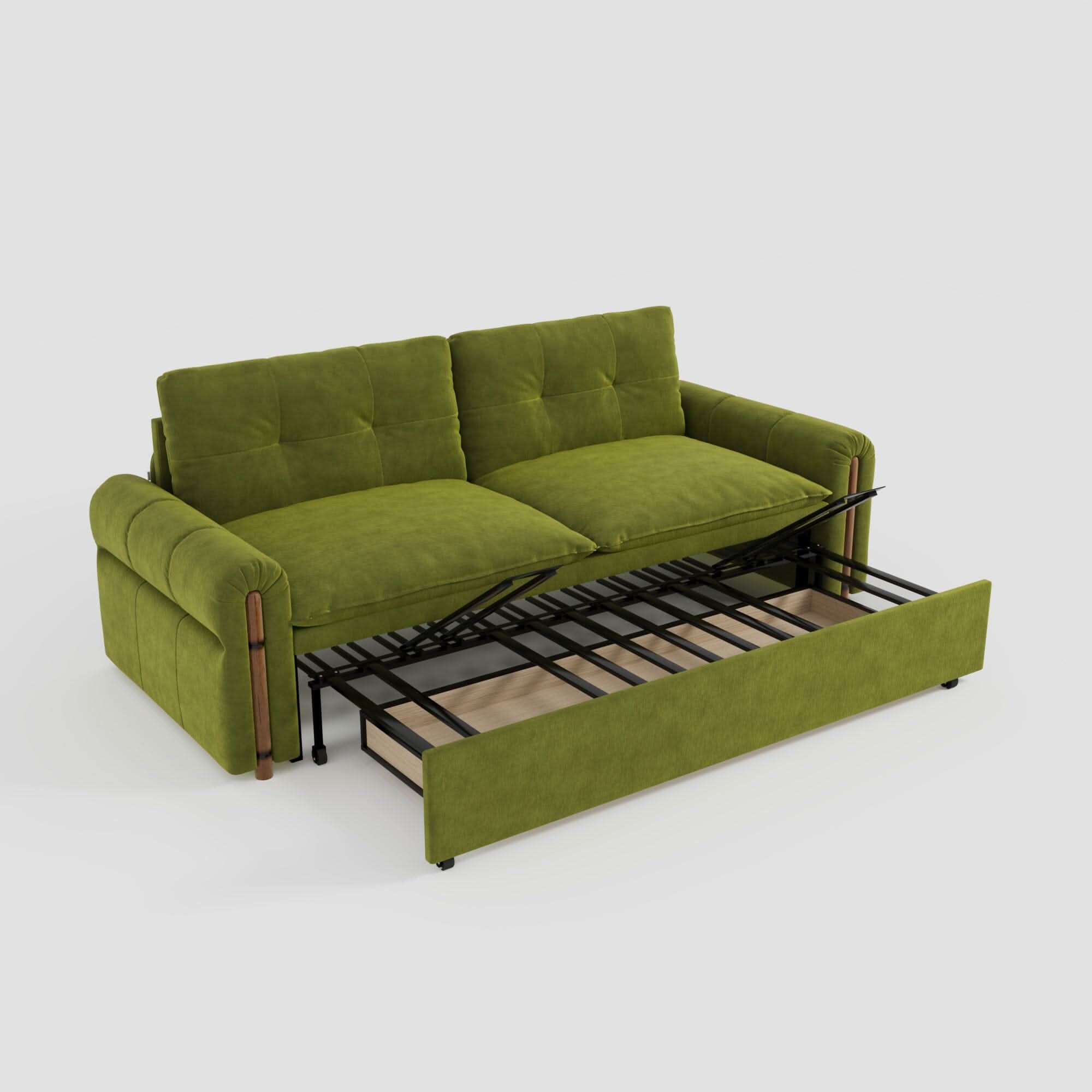 Cottonfy Vintage Pet Friendly Bamboo Design Sofa Bed with Storage