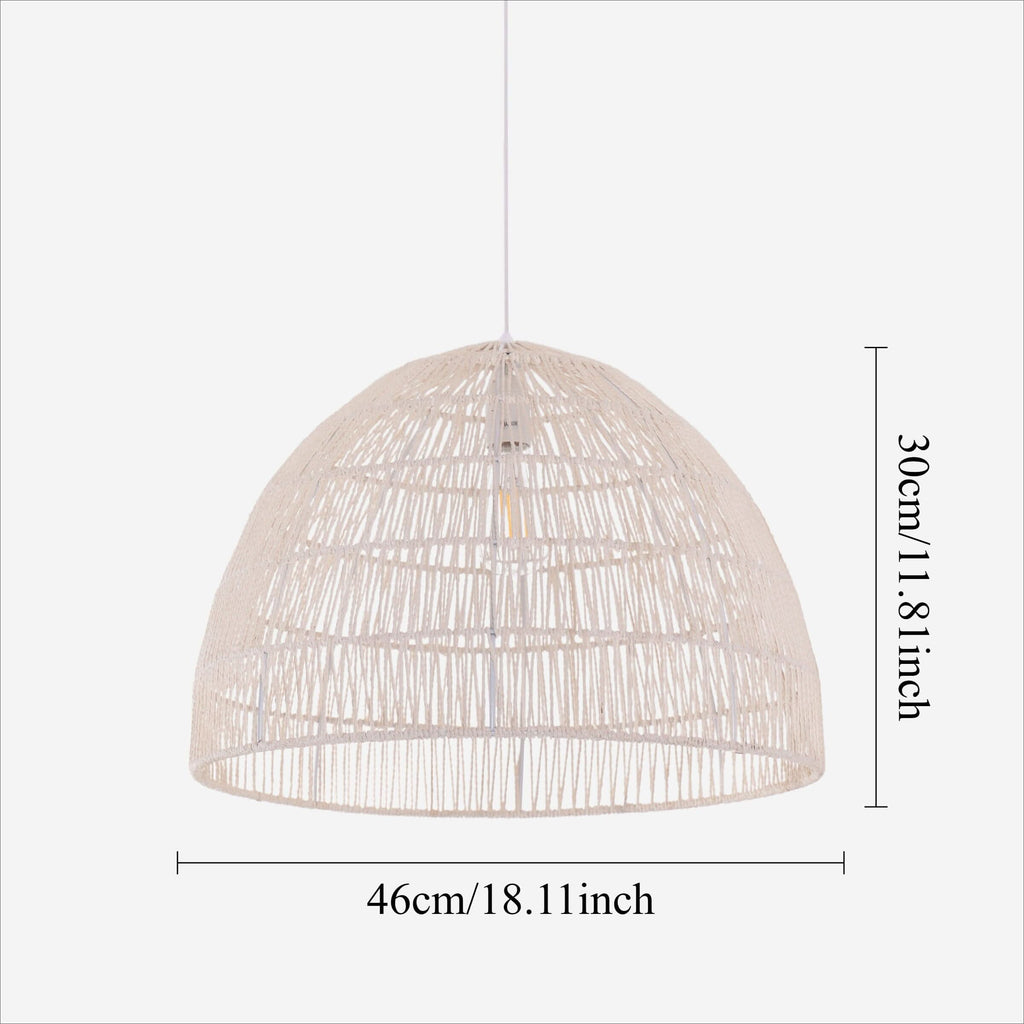 Lightsin Cella-Handwoven Paper Rope Dome Pendant Light – Eco-Friendly Ceiling Pendant Light with Iron Frame for Kitchen Island, Dining Room, or Living Room Lighting