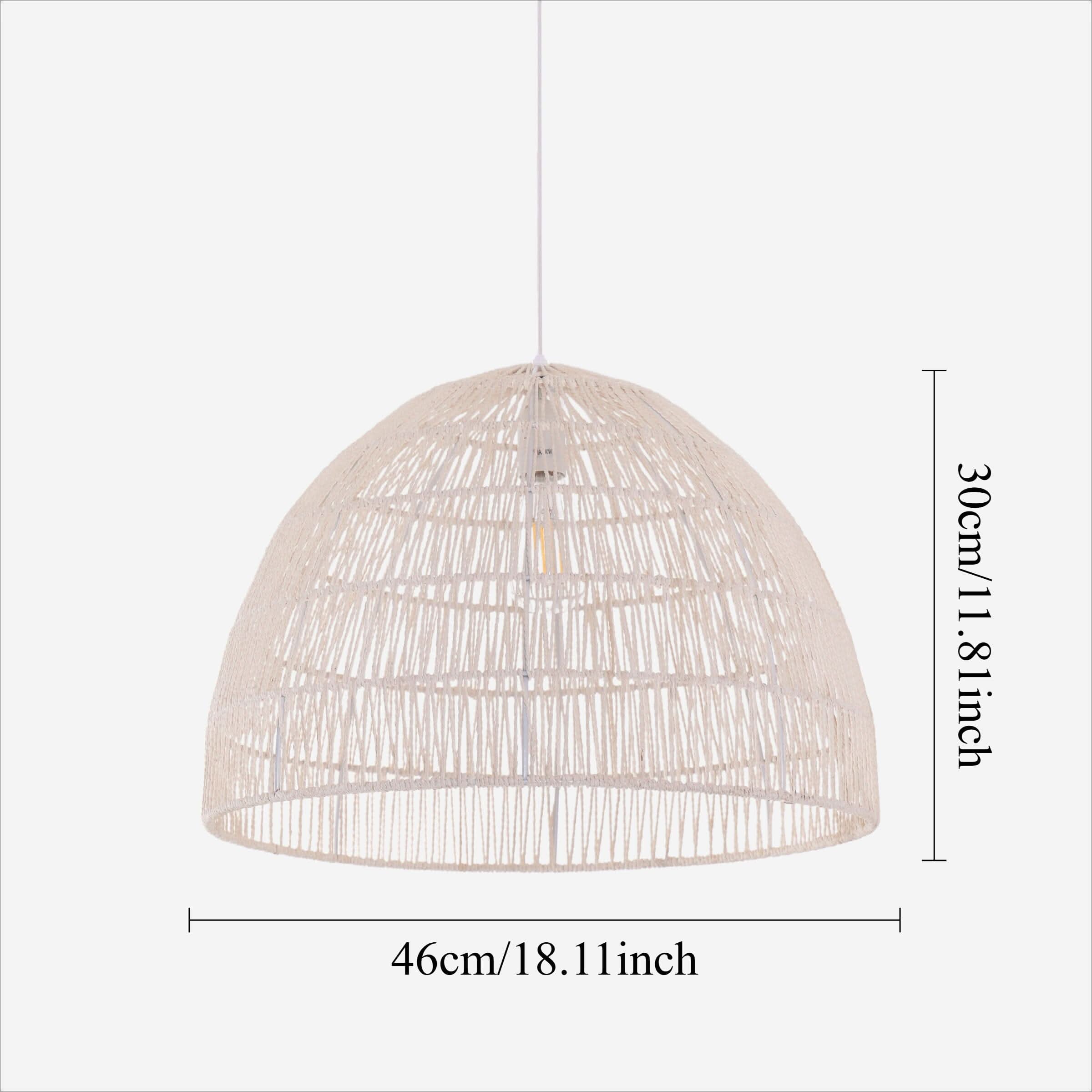 Lightsin Cella-Handwoven Paper Rope Dome Pendant Light – Eco-Friendly Ceiling Pendant Light with Iron Frame for Kitchen Island, Dining Room, or Living Room Lighting