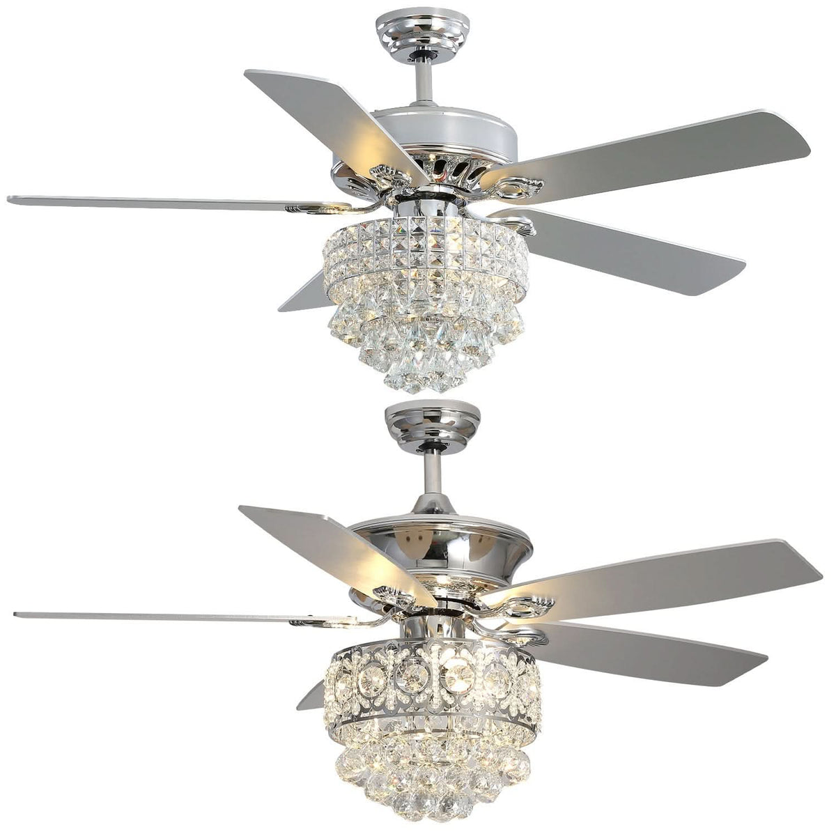 52 Inch LED Ceiling Fan 5 Blades Crystal Chandelier