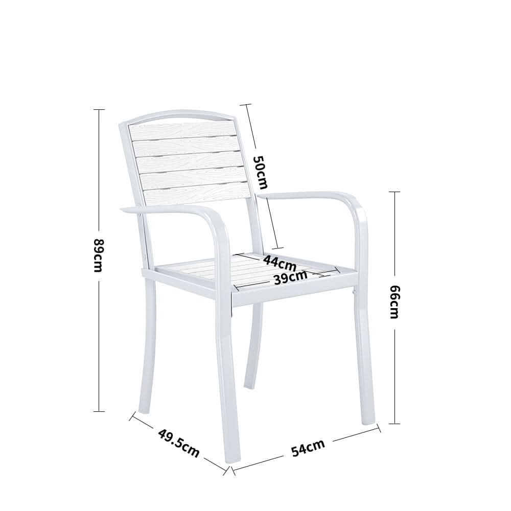 Set of 2/4 Garden Dining Armchairs with Metal Legs