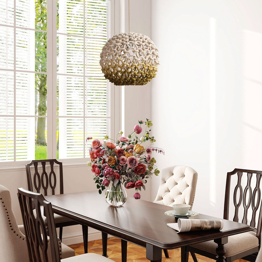 Lightsin Pendant Ceiling Light with Artisanal Globe-Shaped Cotton Rope for Natural Elegance