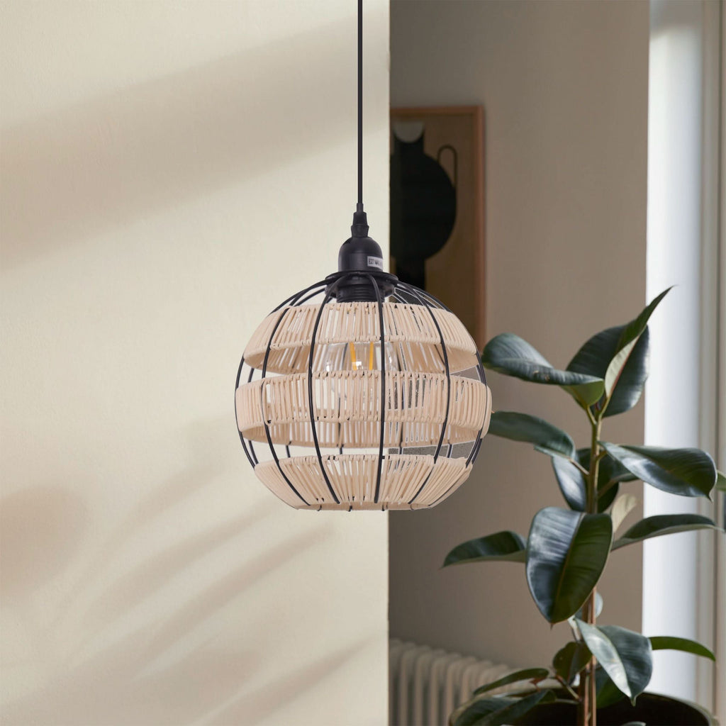 Glyph-Lightsin Woven Sphere Pendant Light for Cozy Natural Elegance