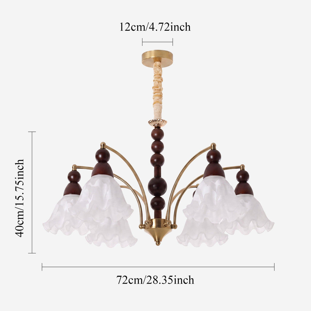 6-Light White Glass Chandelier | Adjustable E27 Ceiling Lamp