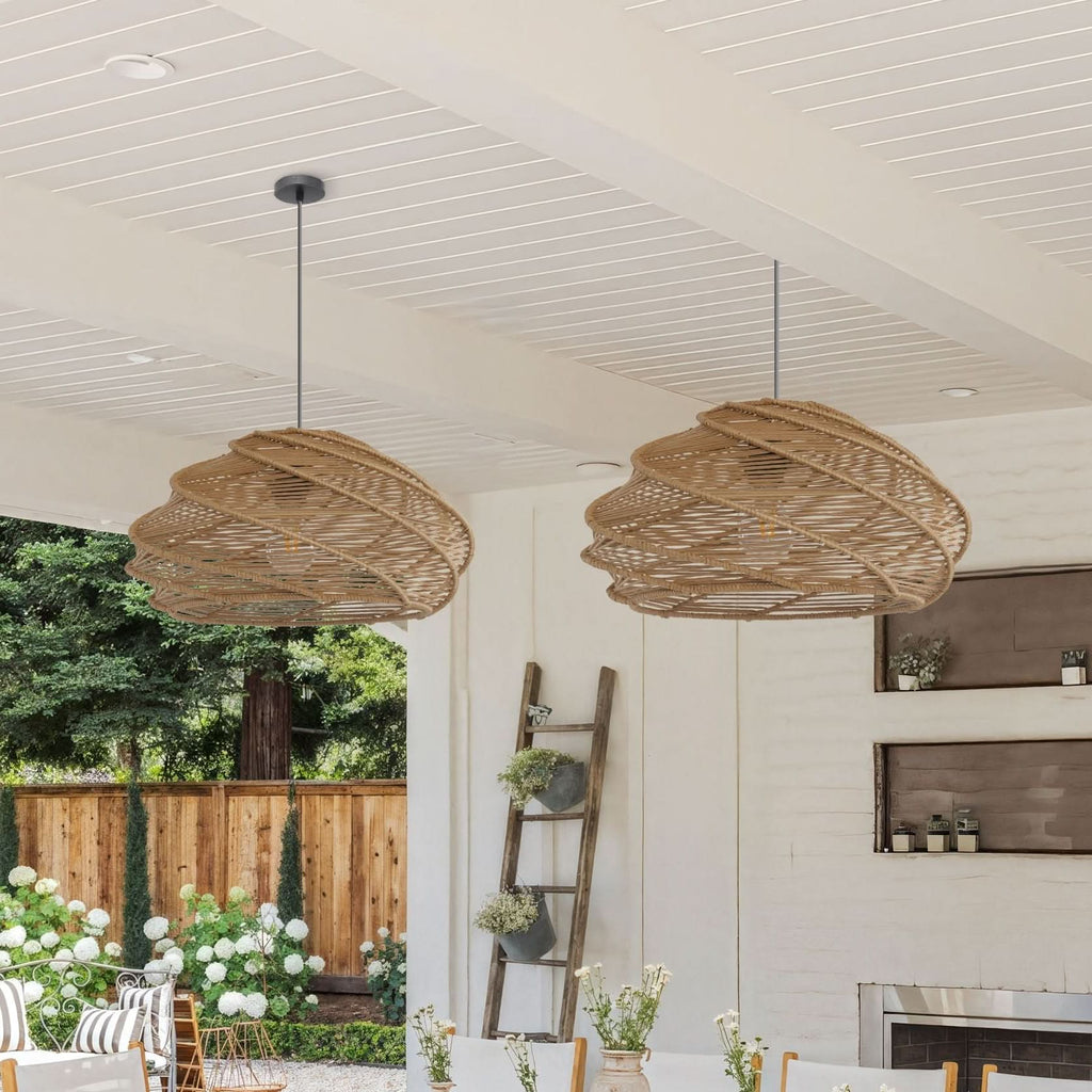 Lightsin Spiral Woven Paper Rope Pendant Light for Kitchen Island & Dining Room