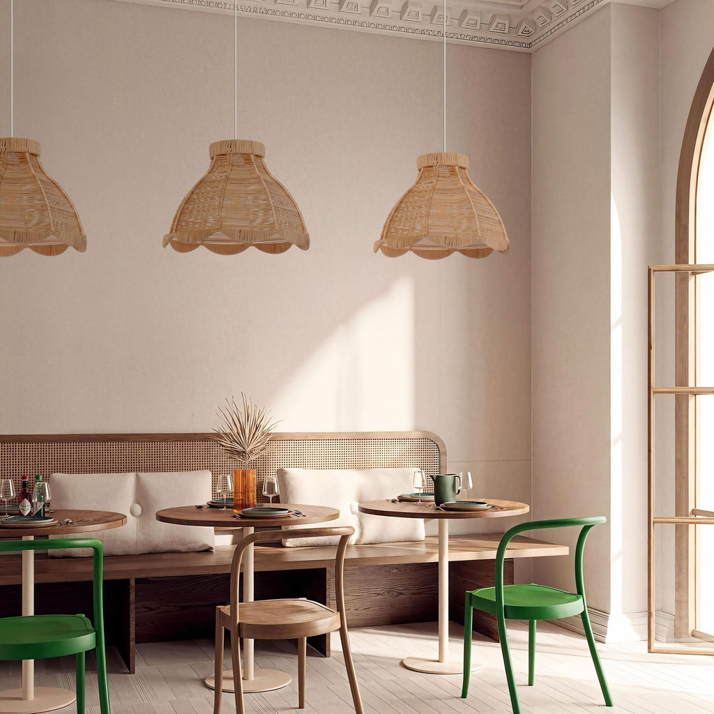 Lightsin Japanese-Inspired Petal Bloom Rattan Woven Pendant Light