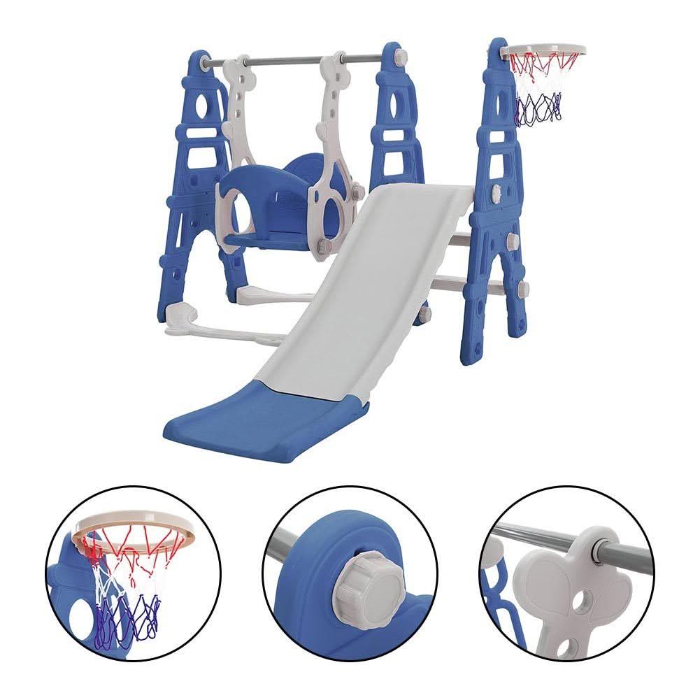 3 in 1 Kids Toddler Swing and Slide Set with Basketball Hoop Sturdy Construction
