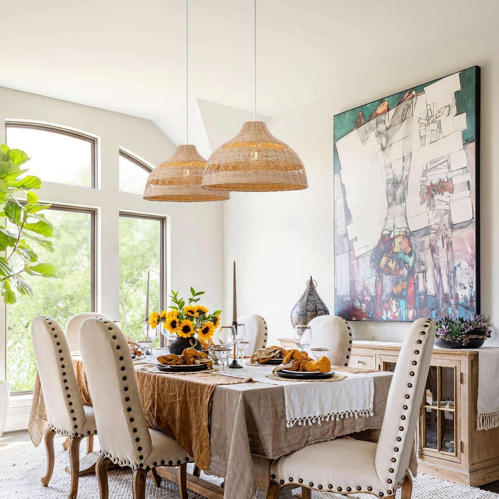 Lightsin Cella-Natural Rattan Pendant Light - Handwoven Ceiling Light, Durable & Rustic