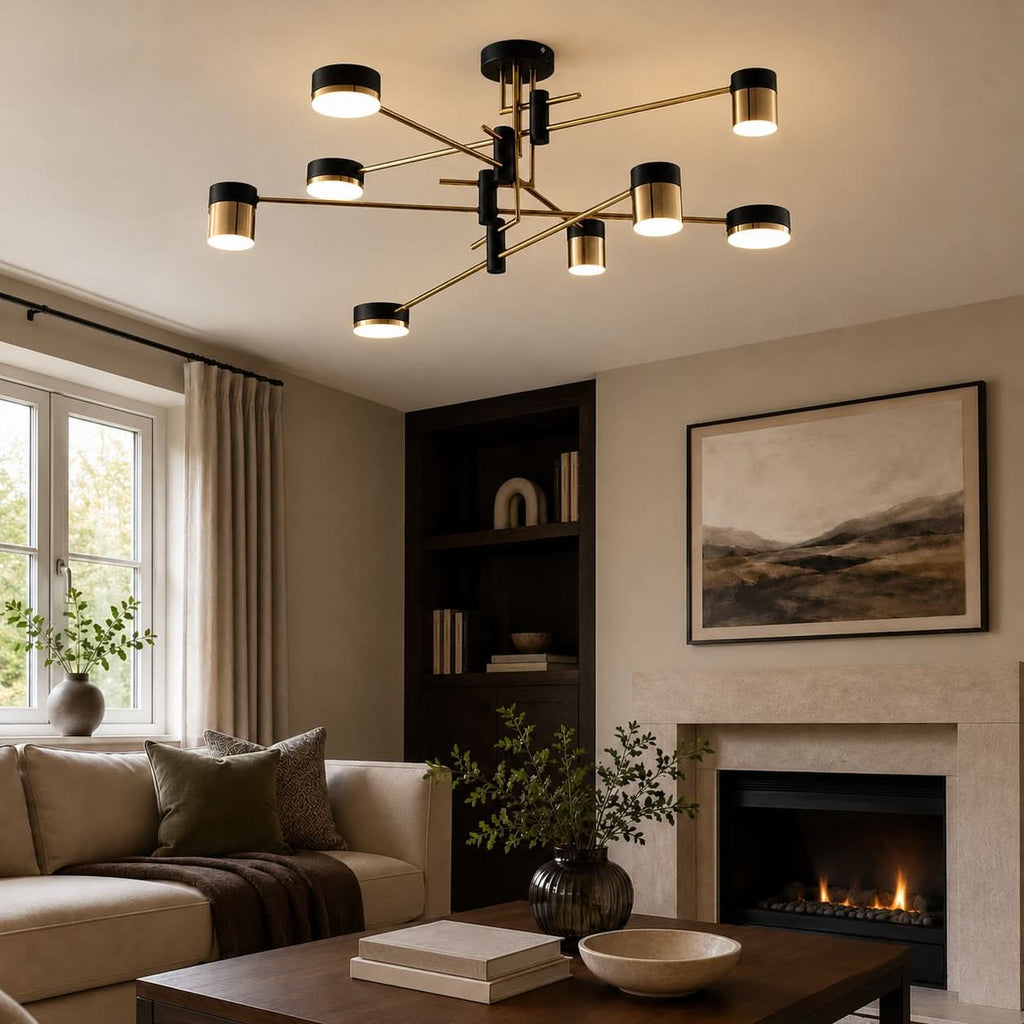 Lightsin Modern Black & Gold Metal Ceiling Light with LED Bulbs