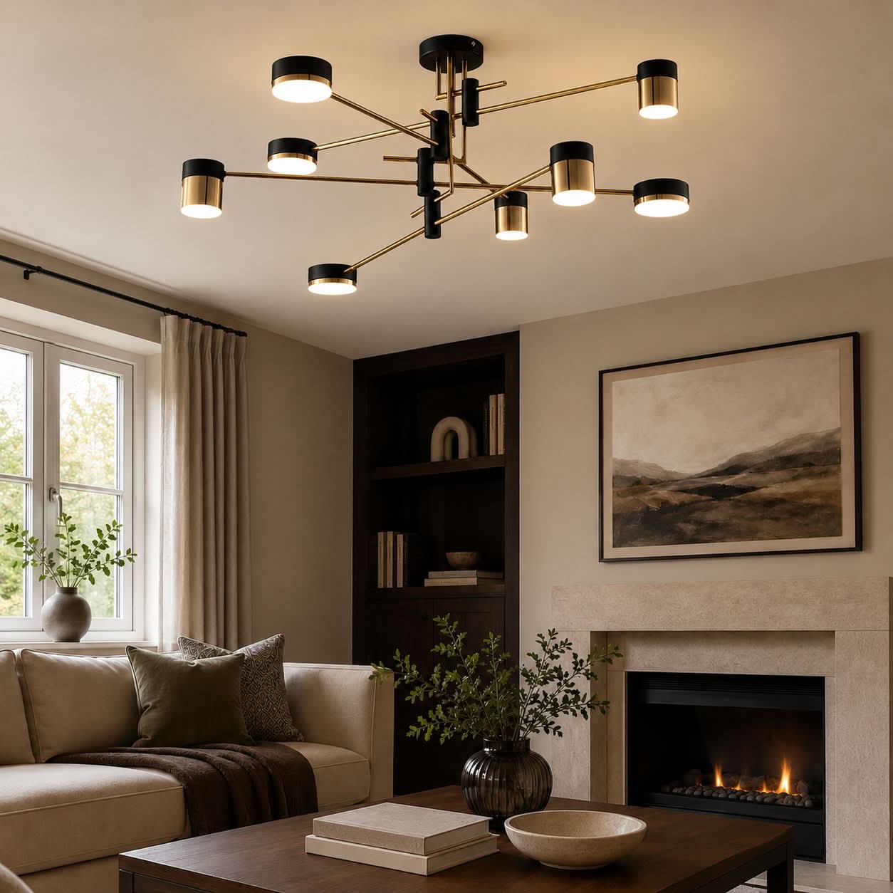 Lightsin Modern Black & Gold Metal Ceiling Light with LED Bulbs