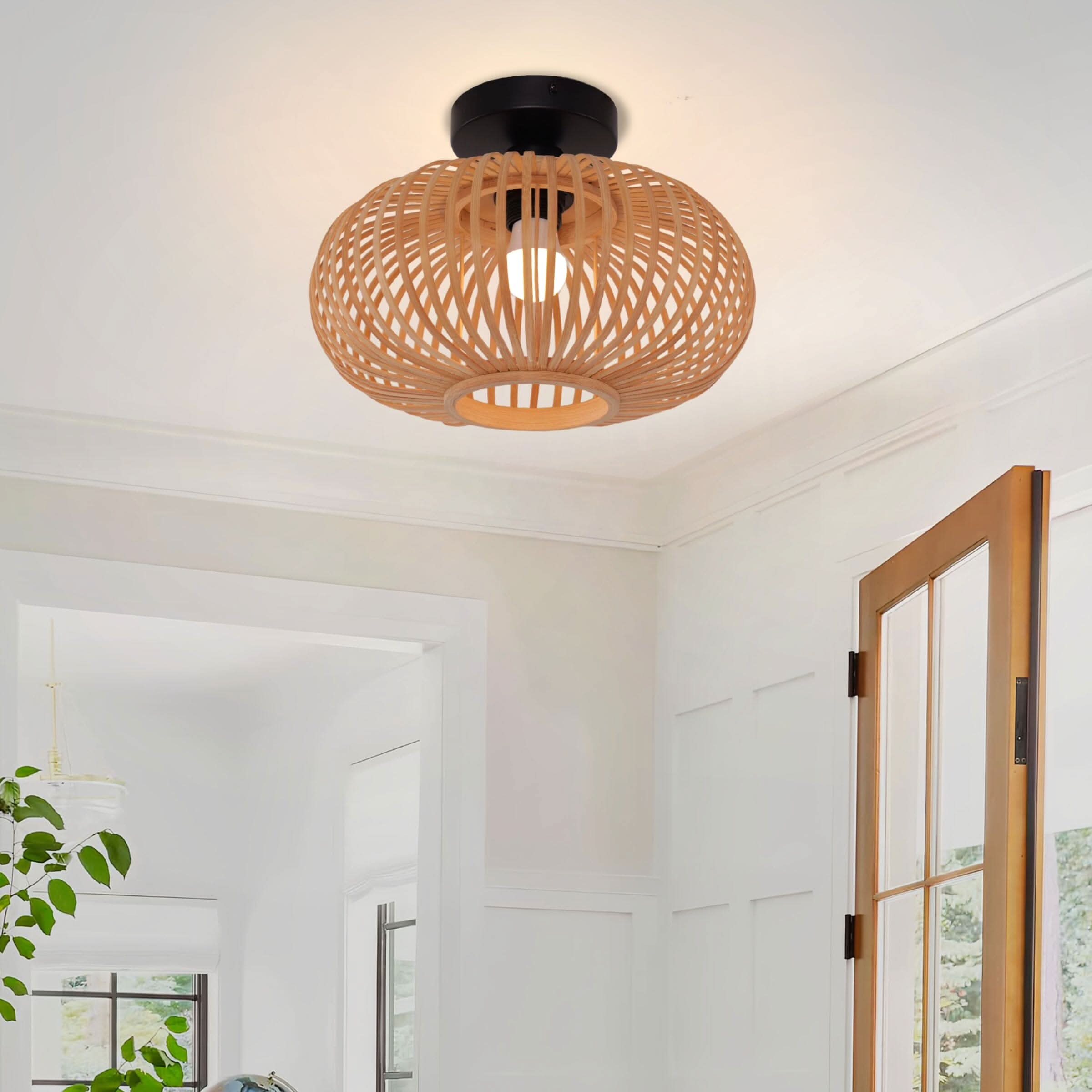 Lightsin Highly Cost-Effective Natural Woven Bamboo Wall Lamp