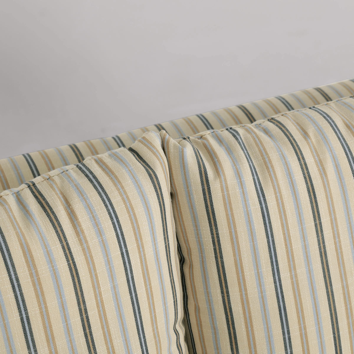 Cottonfy Striped Cotton Linen Blend Rolled Arm Sofa with Soild Wood Bun Feet