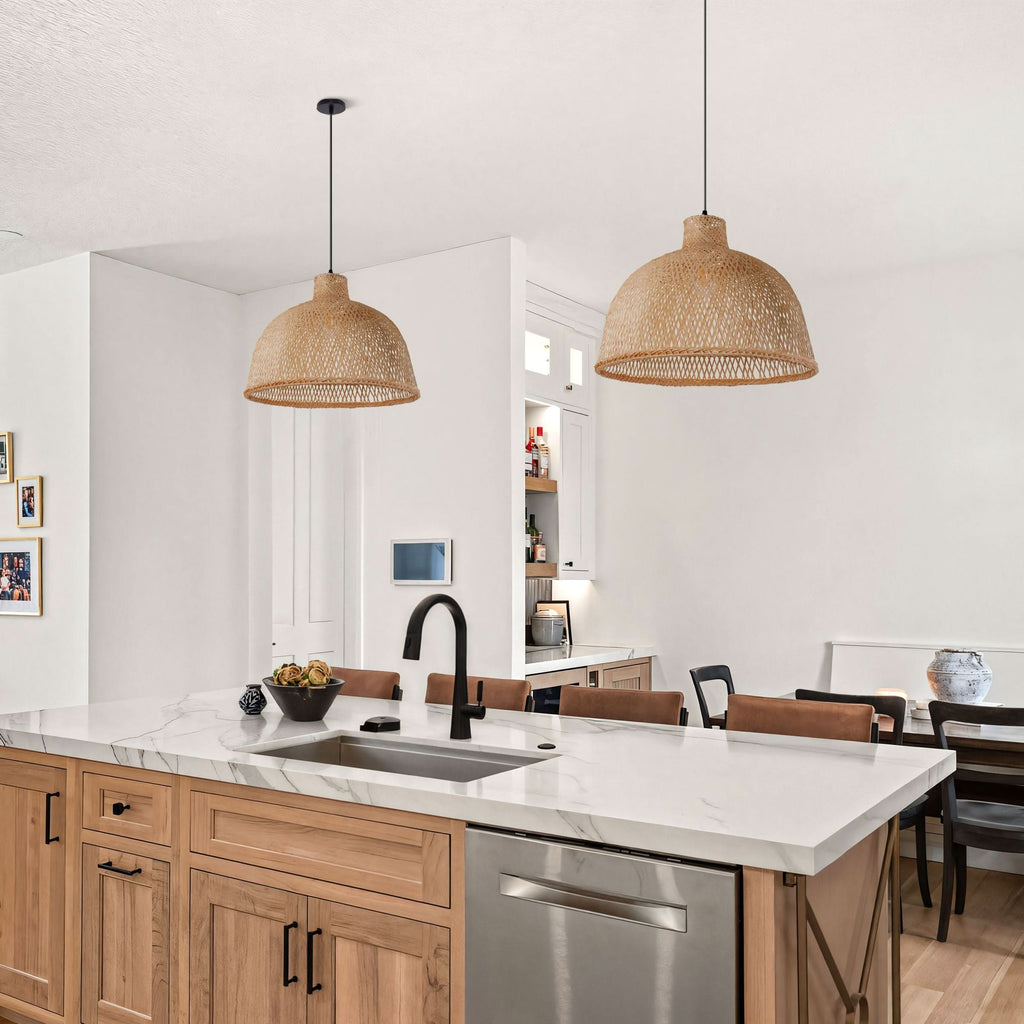 Lightsin Cella-Bamboo Dome Pendant Light – Handwoven Ceiling Lighting for Living Room & Kitchen