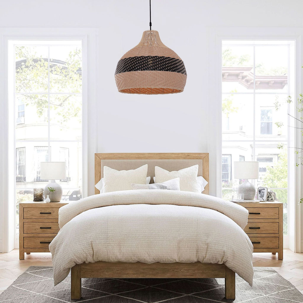 Lightsin Handwoven Rattan Pendant Light – Natural Woven Ceiling Light for Kitchen, Bedroom & Living Room