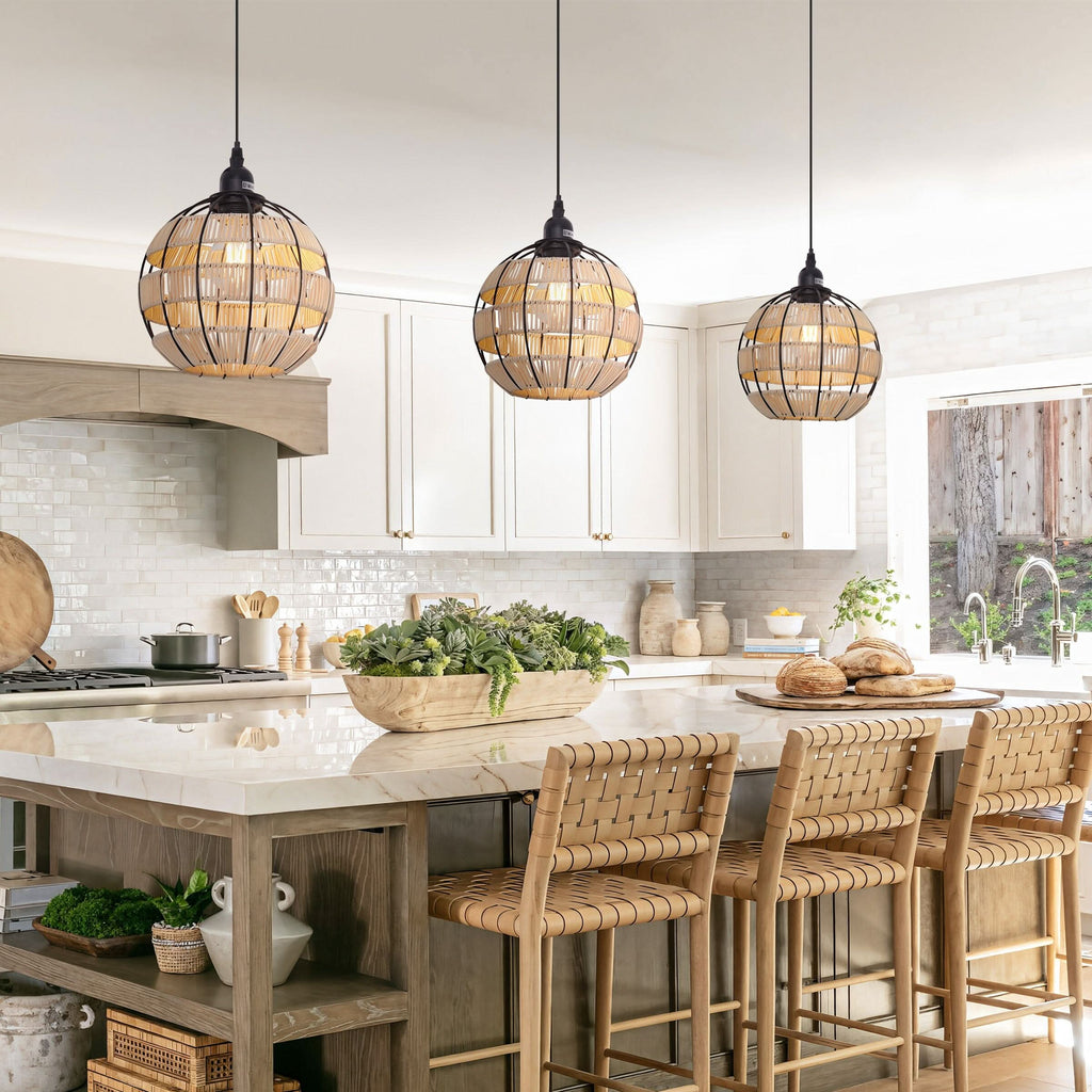 Glyph-Lightsin Woven Sphere Pendant Light for Cozy Natural Elegance