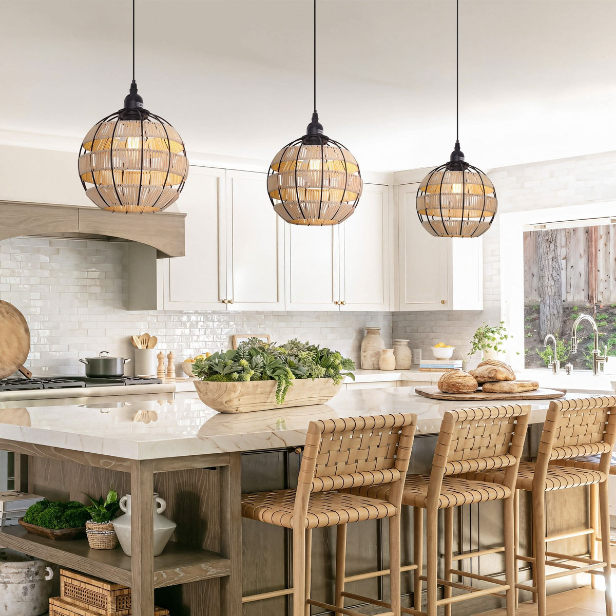 Glyph-Lightsin Woven Sphere Pendant Light for Cozy Natural Elegance