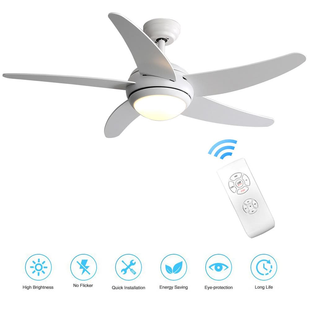 52 inch Reversible Ceiling Fan W/Light Remote Control 3/5 Blades 5 Speed Timer