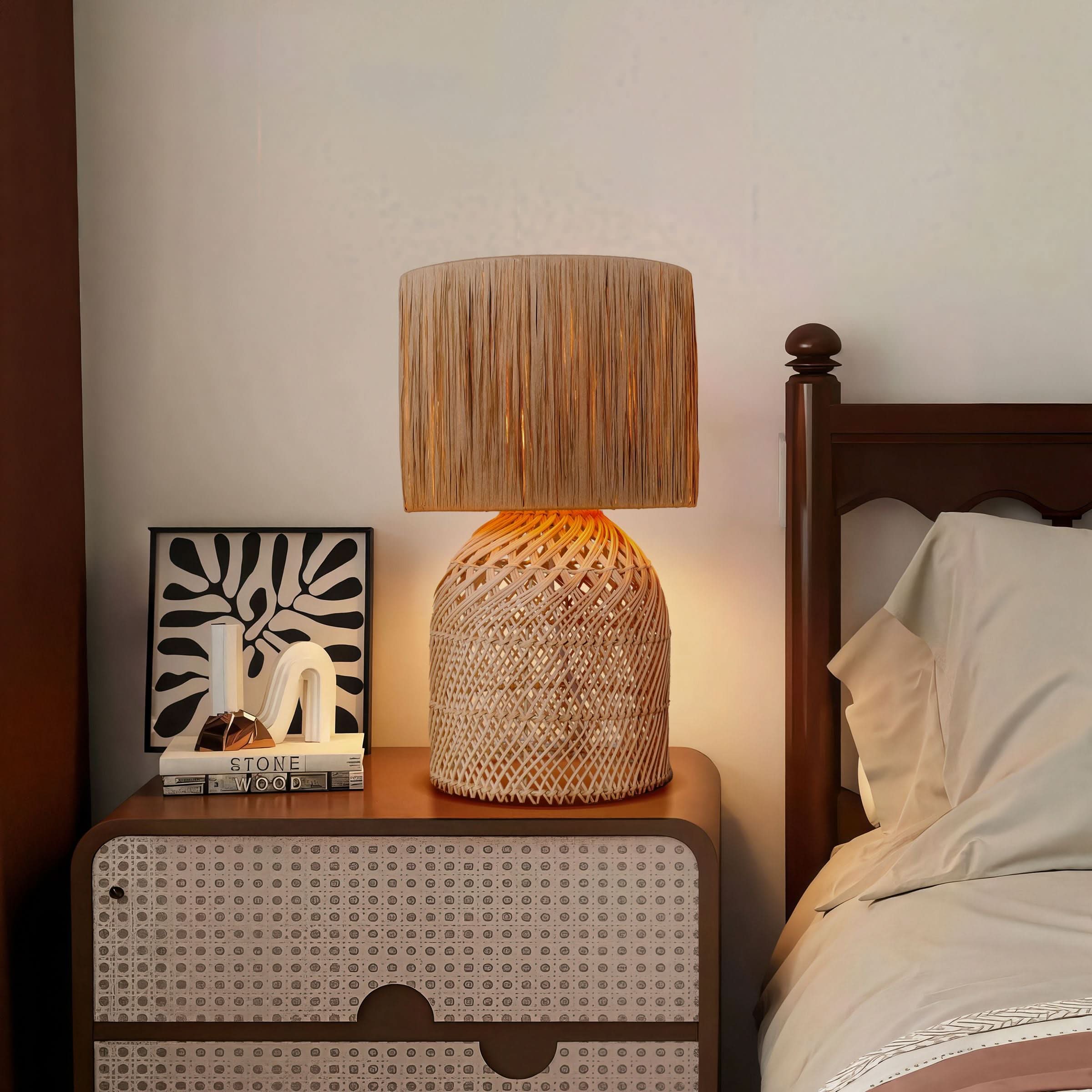 Lightsin Minimalist style Rattan Table Lamps for Cozy Living Spaces