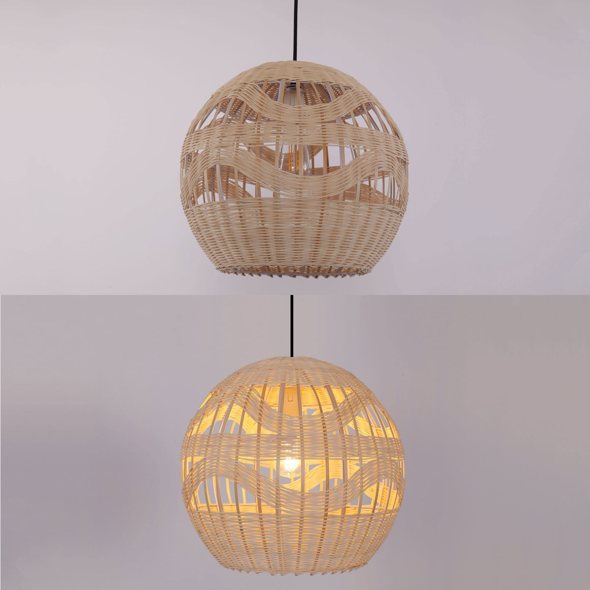 Lightsin Handwoven Rattan Pendant Light – Boho-Chic Ceiling Pendant Light for Dining Rooms, Living Spaces, and Wicker Interior Lighting