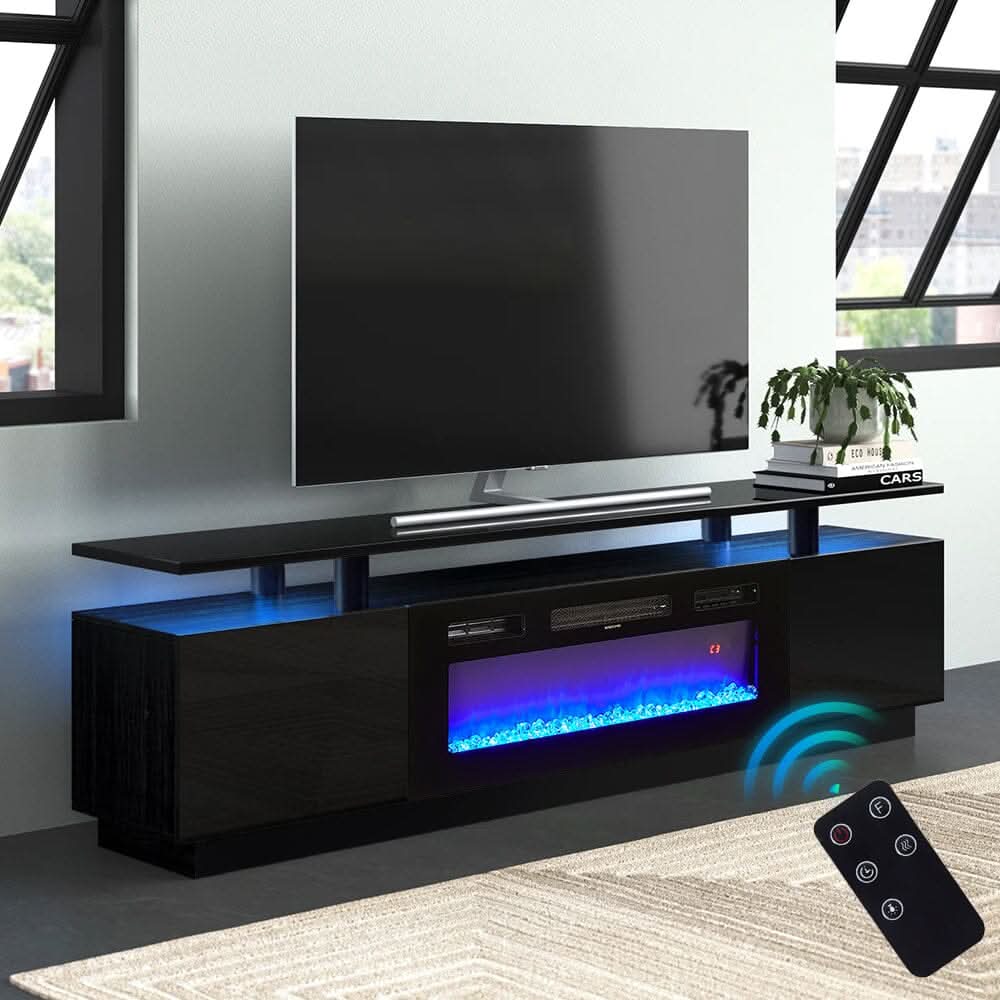 70 inch L Modern LED TV Stand with 12 Colour Electric Fireplace