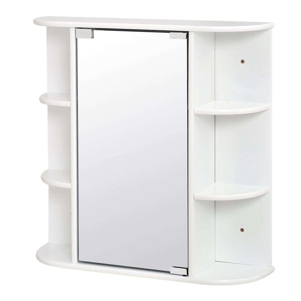 Bathroom Mirror Cabinets Wall Mounted One Door Storage Shelves Furniture White