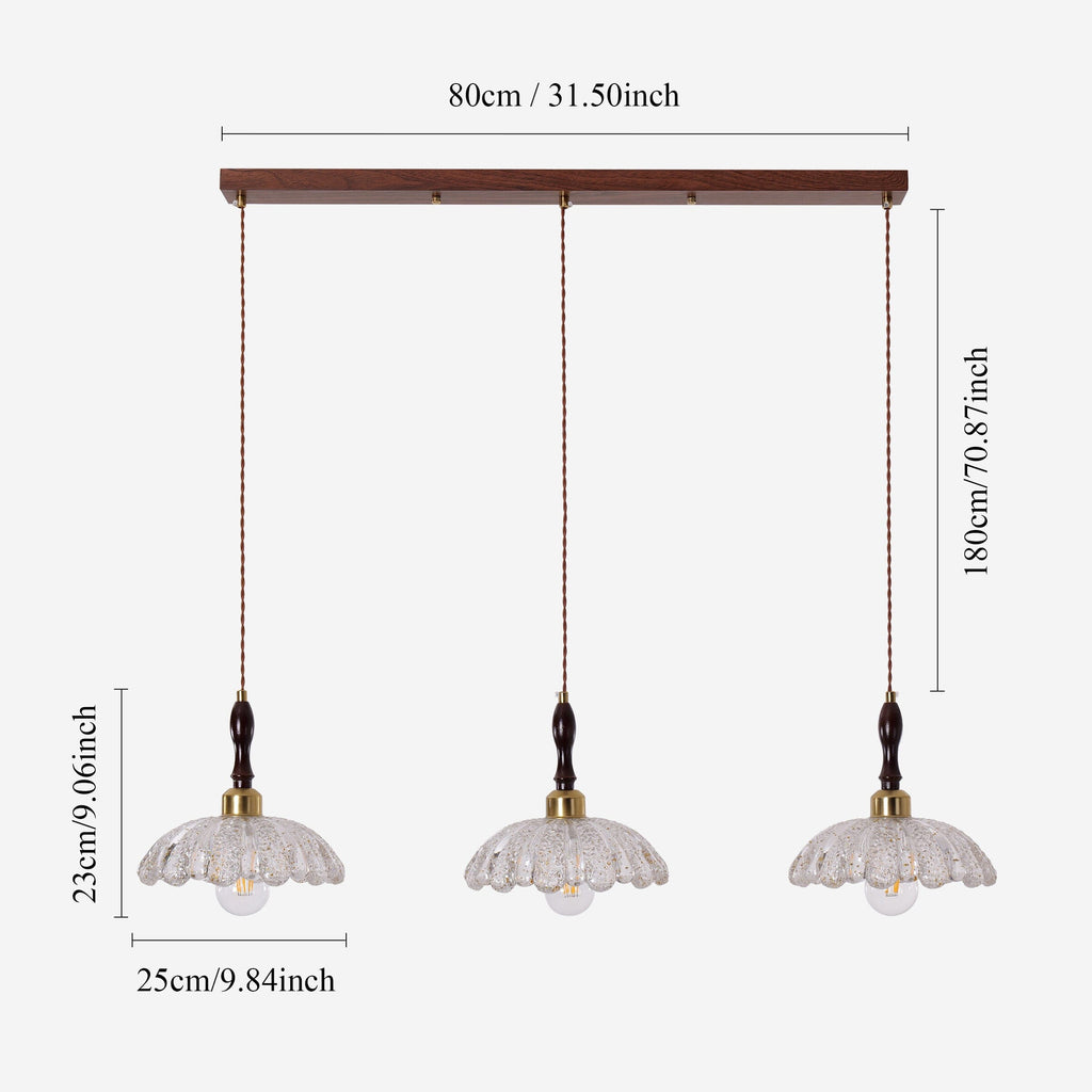 3-Light Walnut Resin Mini Pendant Light | Adjustable Bar Ceiling Lamp