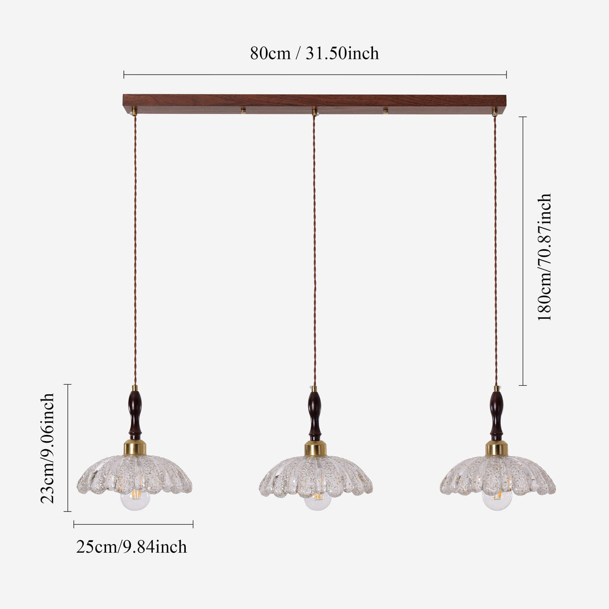 3-Light Walnut Resin Mini Pendant Light | Adjustable Bar Ceiling Lamp