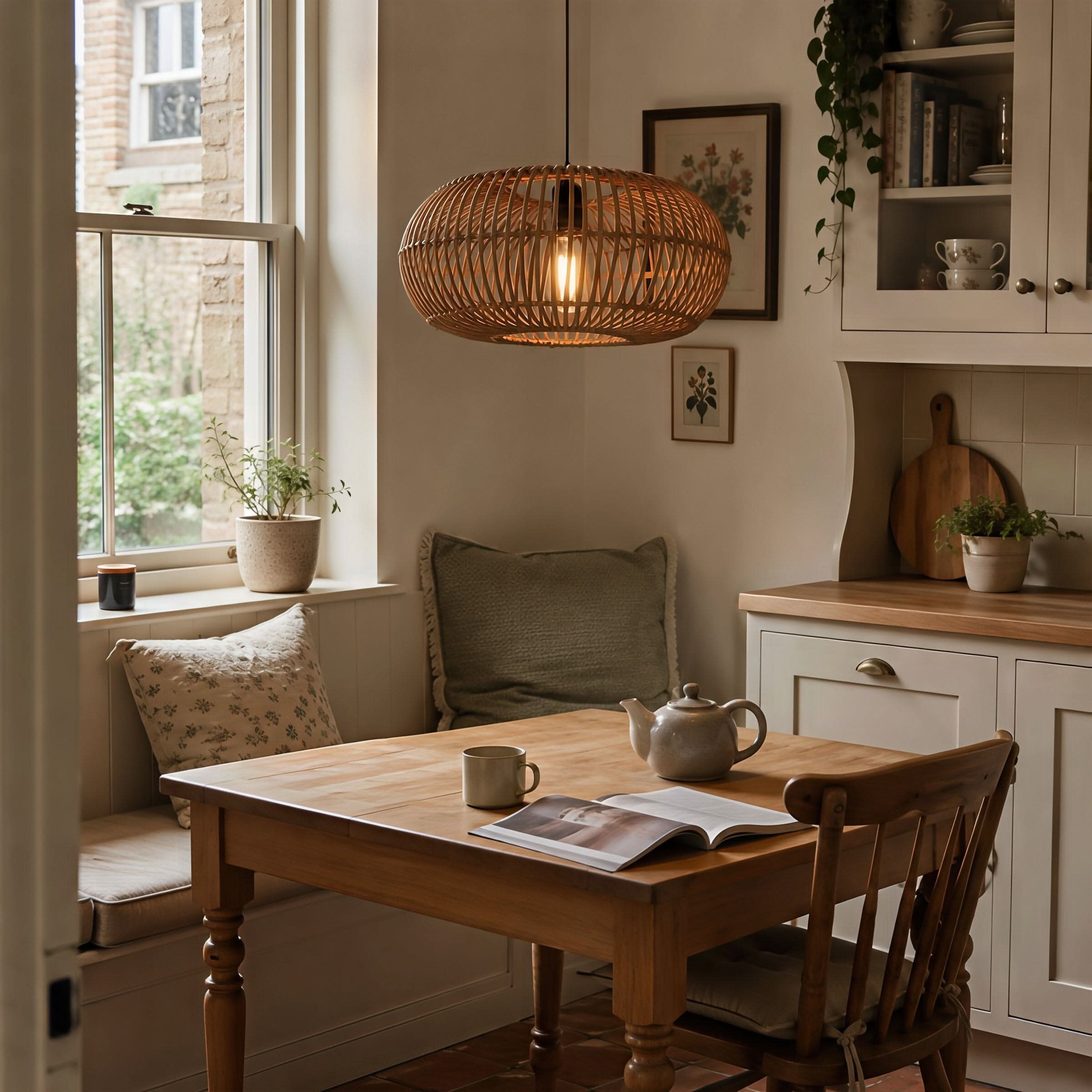 Lightsin Natural Bamboo Woven Round Pendant Light for Warm Interiors