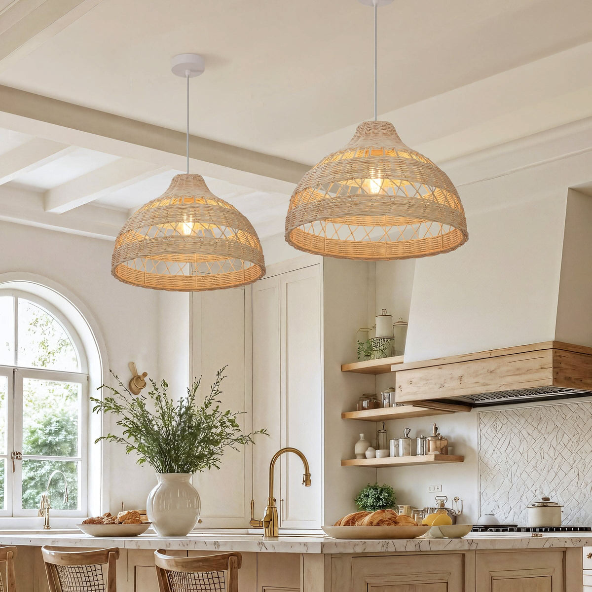 Lightsin Cella-Natural Rattan Pendant Light - Handwoven Ceiling Light, Durable & Rustic