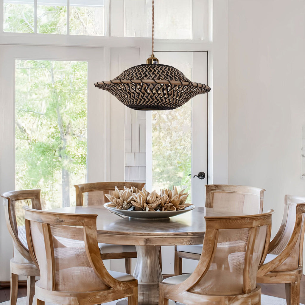 Lightsin Handcrafted Bamboo Pendant Light – Black Accents & Eco-Friendly Design for Cozy Spaces