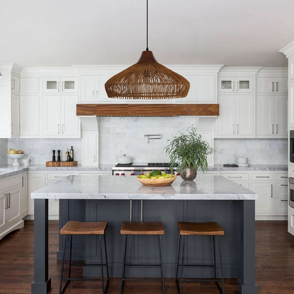 Lightsin Bell-Shaped Handcrafted Bamboo Kitchen Pendant Lighting