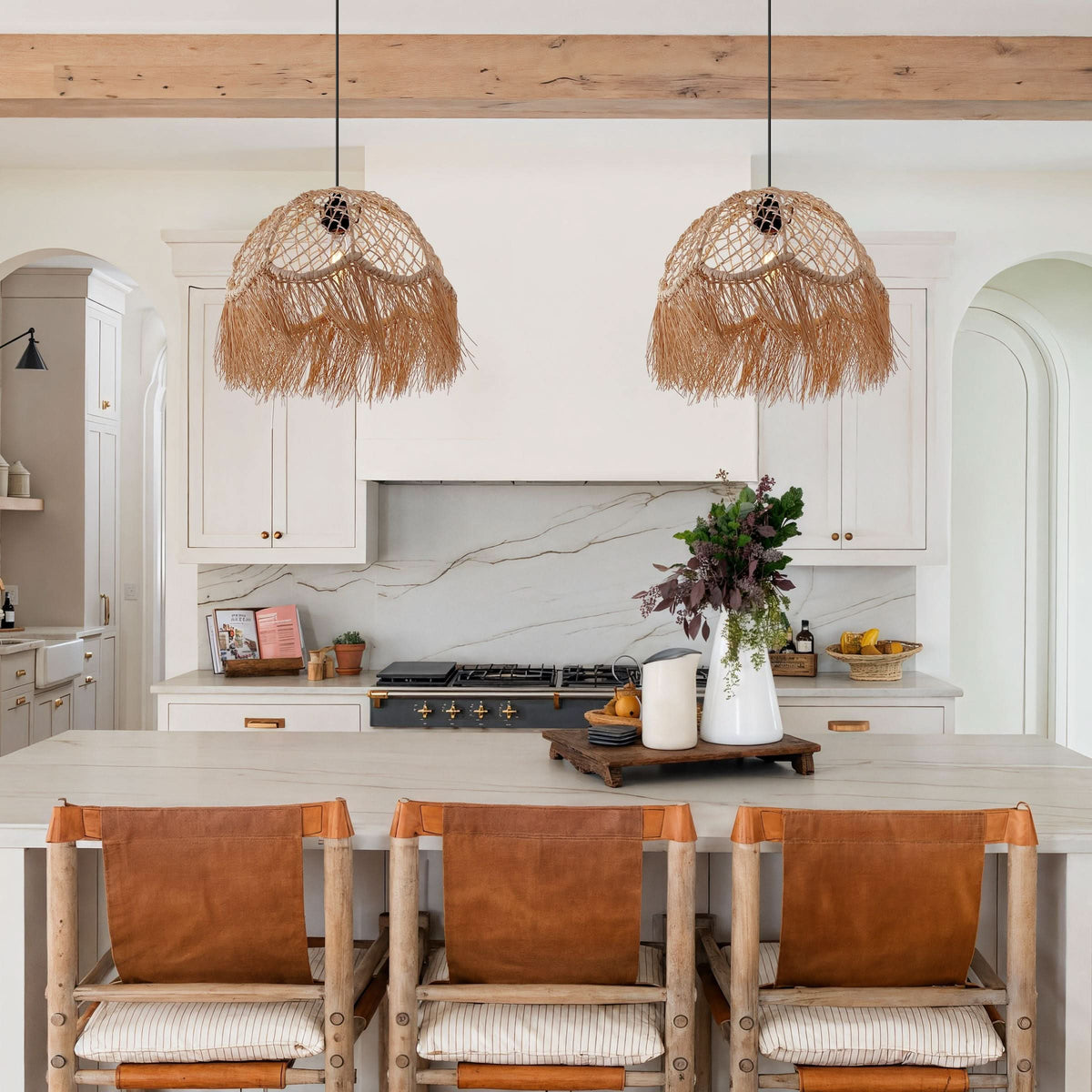 Lightsin Bohemian Woven Rattan Dome Pendant Light for Cozy Interiors