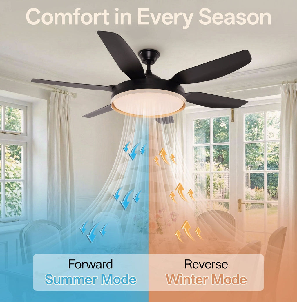 Lightsin Modern Black 57inch LED Ceiling Fan with Remote Control
