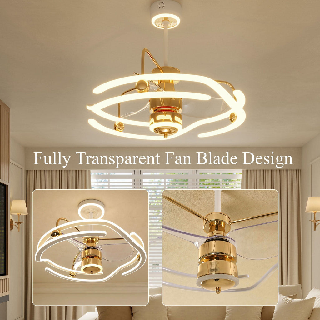 Lightsin Modern Ceiling Fan Light with Remote Control Low-Noise Adjustable Fan Light