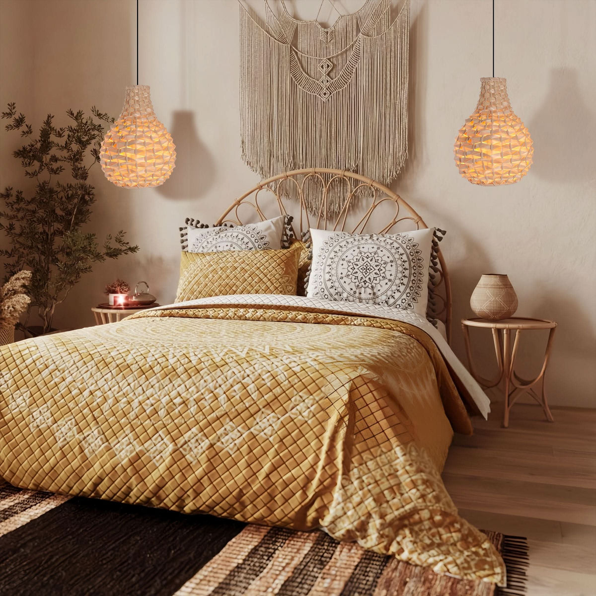 Lightsin Bamboo Hand-Weaving Pendant Light Natural Art Lighting Fixture