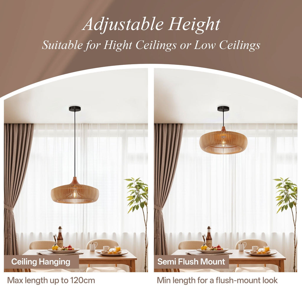 Lightsin Shadome Handcrafted Wooden Kitchen Pendant Light