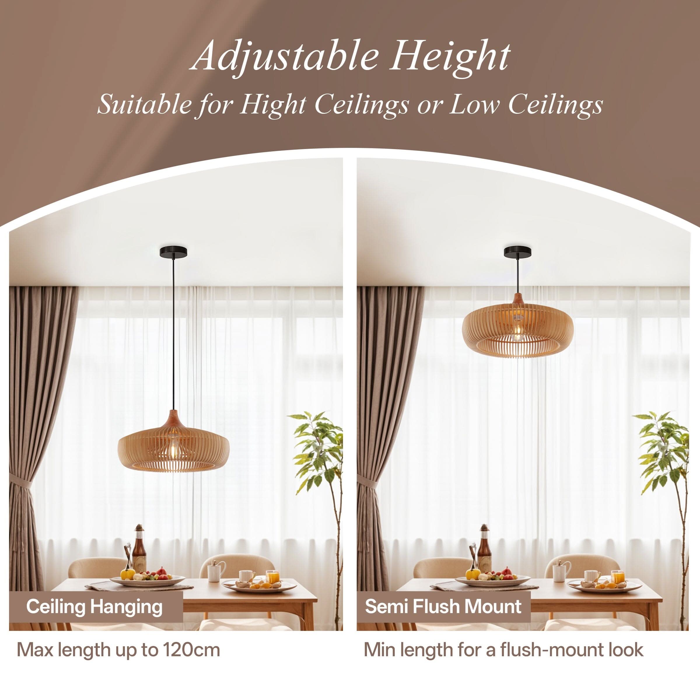 Lightsin Shadome Handcrafted Wooden Kitchen Pendant Light
