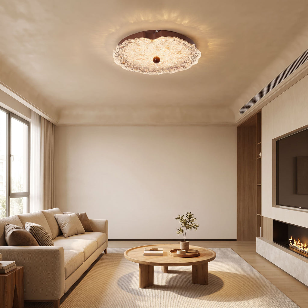 Walnut Ripple Acrylic Ceiling Light | Colour-Changing Flush Mount