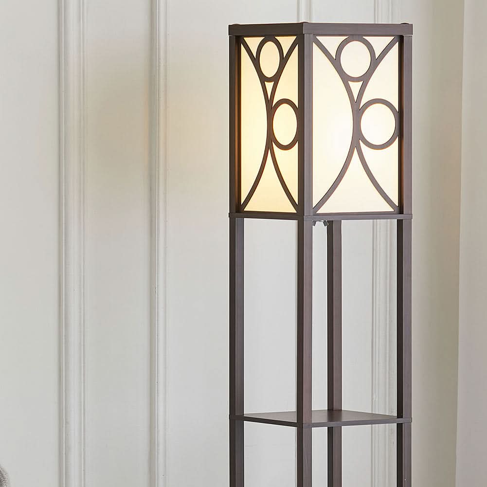 Modern Floor Lamp with 3 Wood Shelves
