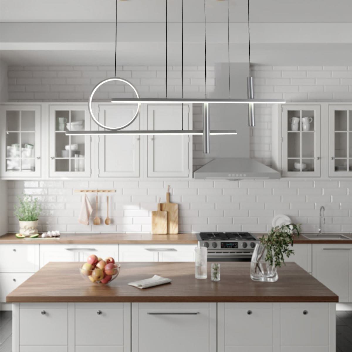 Lightsin LED Modern Linear Geometric Metal Pendant Light