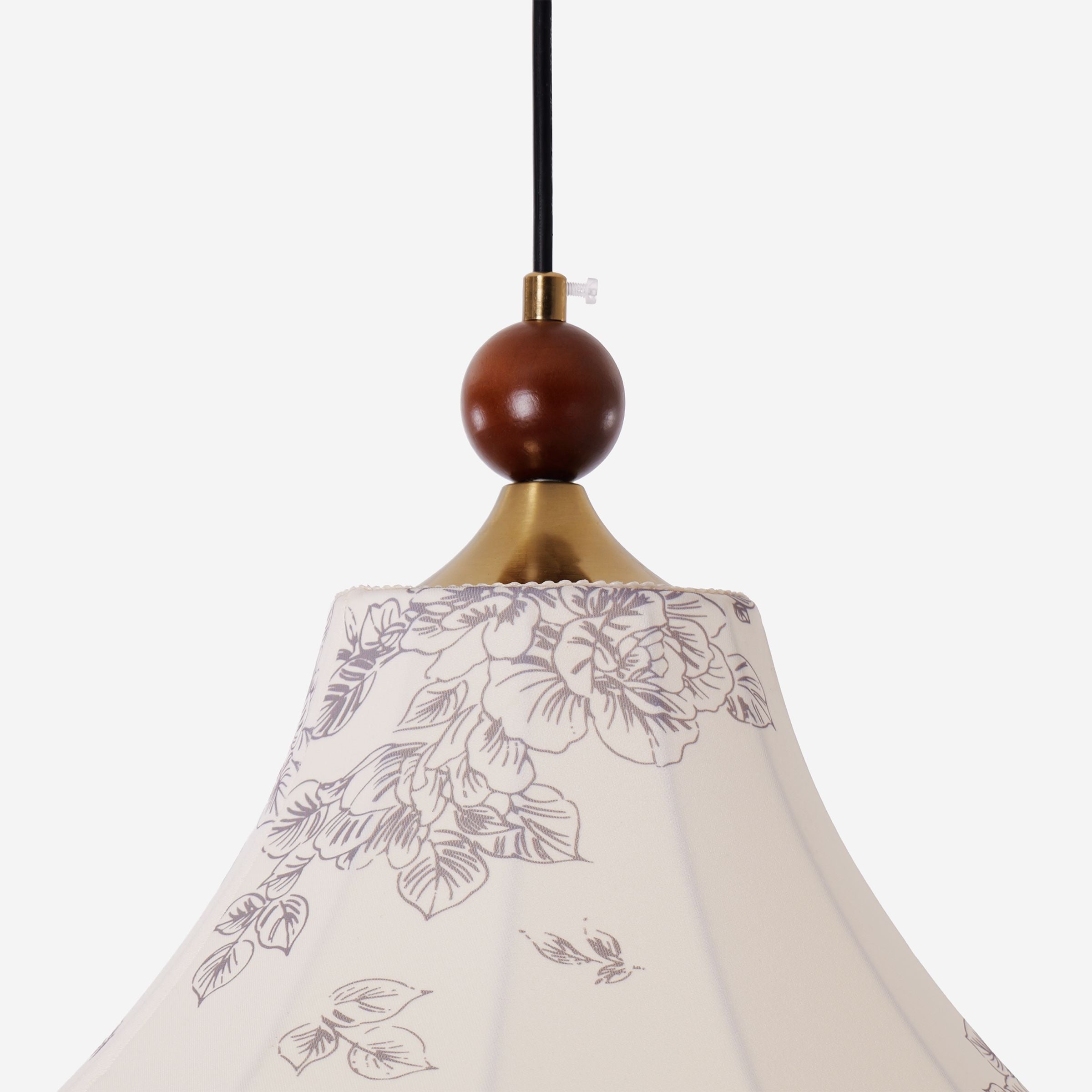 Yellow Floral Fabric Pendant Light | Adjustable E27 Ceiling Lamp
