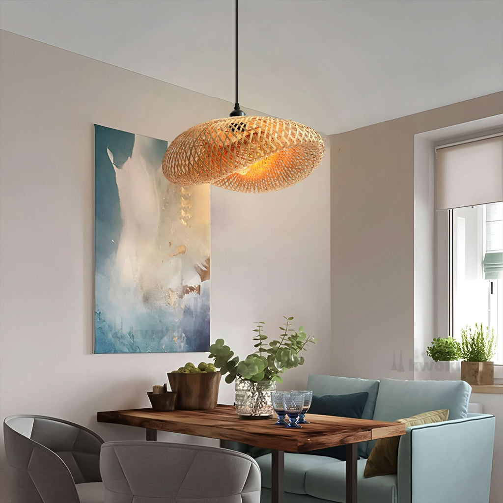 Lightsin Eco-Friendly Handmade Bamboo Pendant Light 60/80cm for Dining Room & Living Room