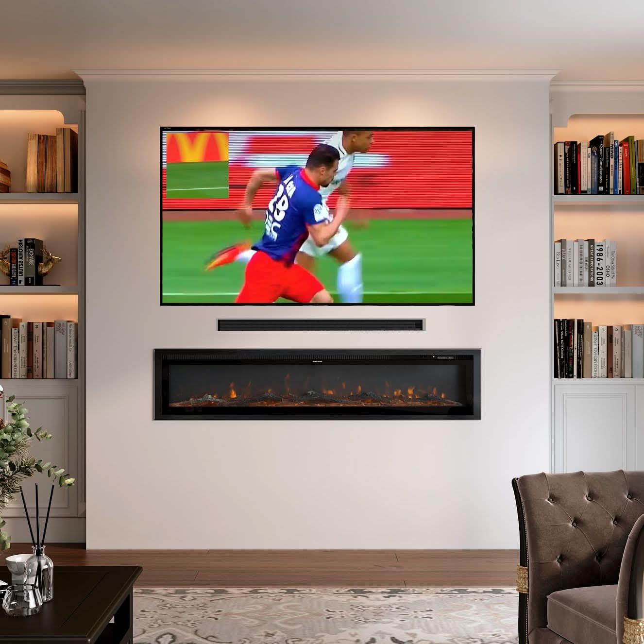 40/50/60 Inch Black/White 9 flame colour Electric Fireplace 1800W Wall Mounted Heater With Installation Kit