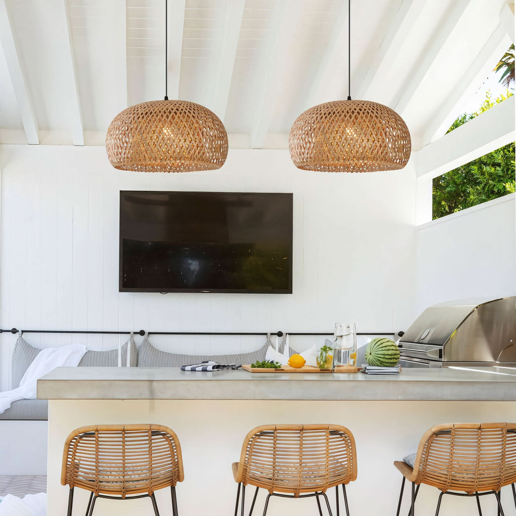 Lightsin Vintage Handwoven Bamboo Dome Pendant Light