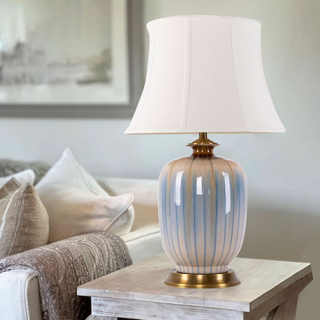 Lightsin Ceramic Table Lamp Artisan Blue Brushed Glaze Decorative Lighting