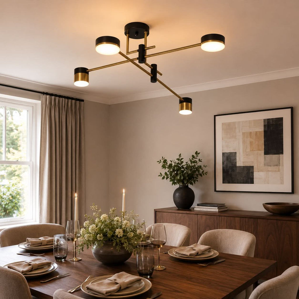 Lightsin Modern Black & Gold Metal Ceiling Light with LED Bulbs